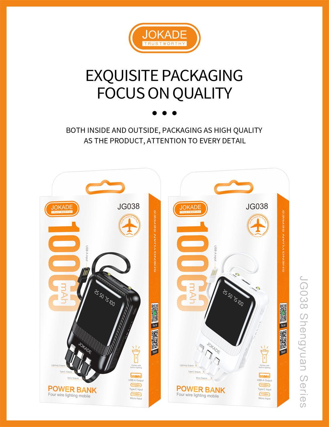 JOKADE POWER BANK 10000 MAH 3*1 JG038